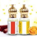 Lal Chandan & Veda Rose Attar Combo | Long Lasting Alcohol-Free Perfume for Men & Women | For Temple, Pooja, Meditation, Gifting, Wedding & Festive Use | 6ml Each